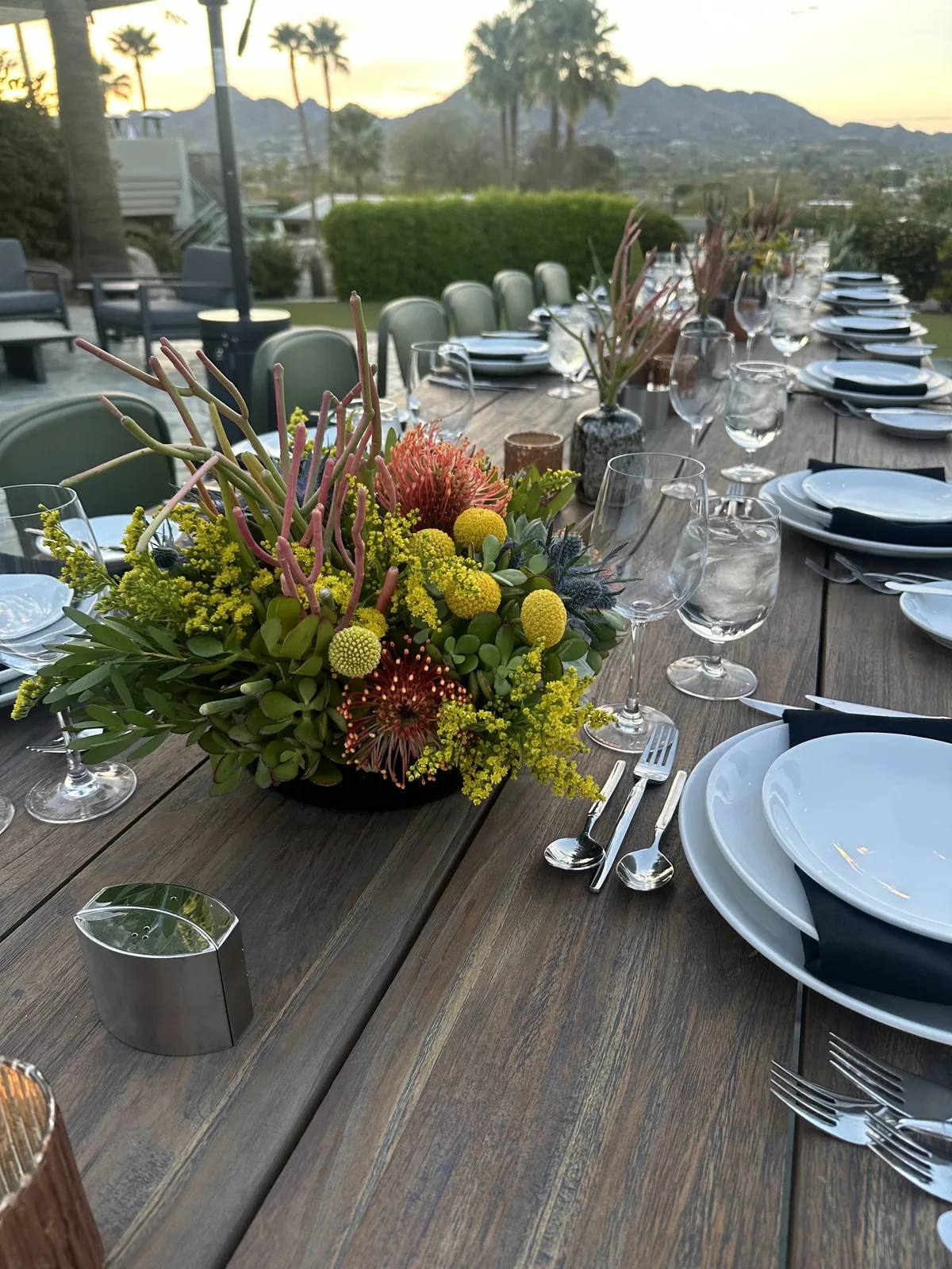 An intimate reception at dusk