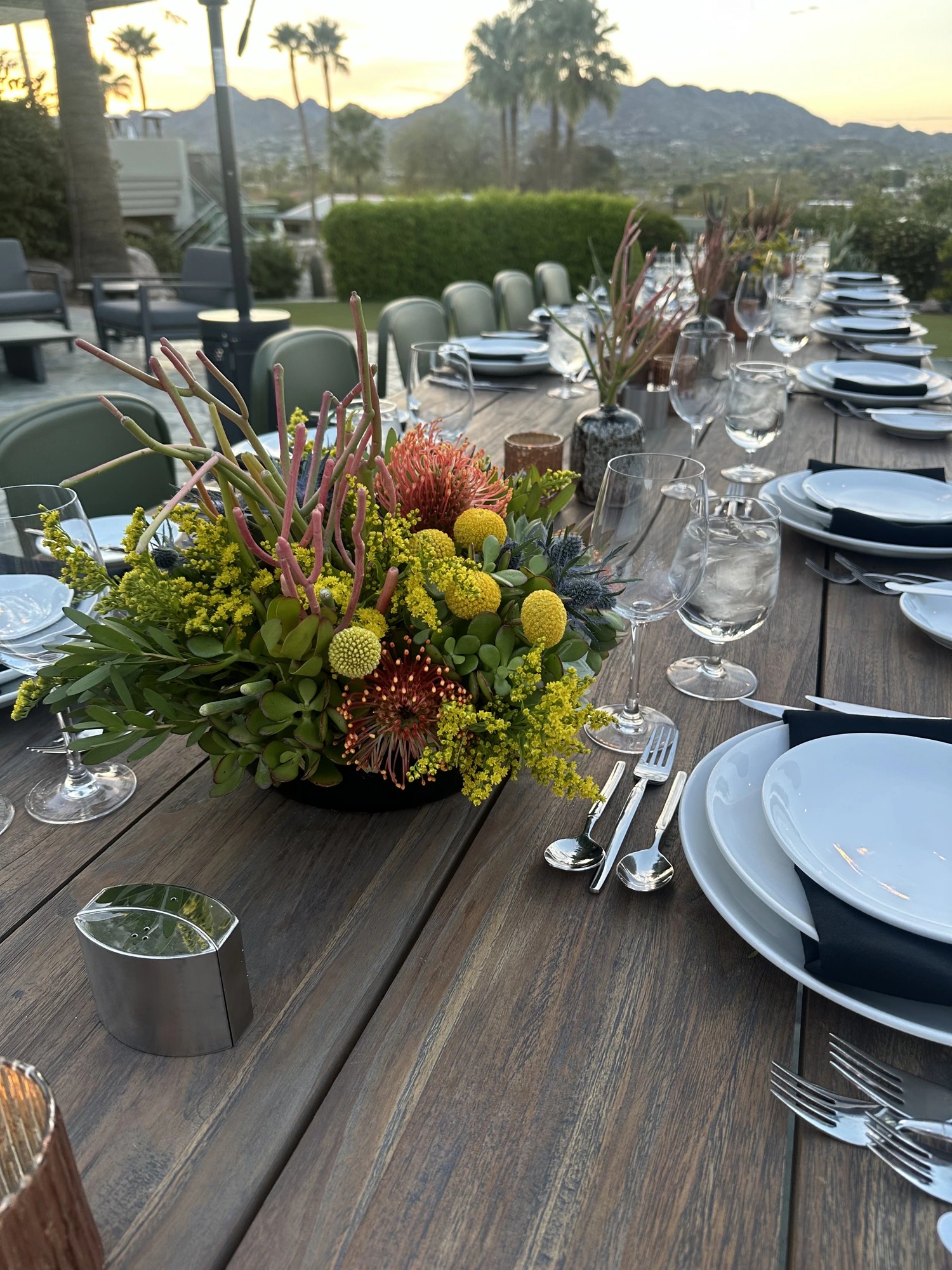 An intimate reception at dusk